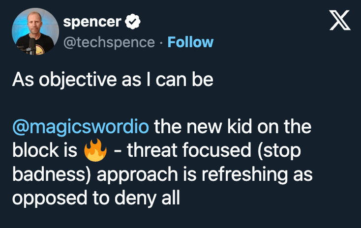 @techspence tweet about MagicSword